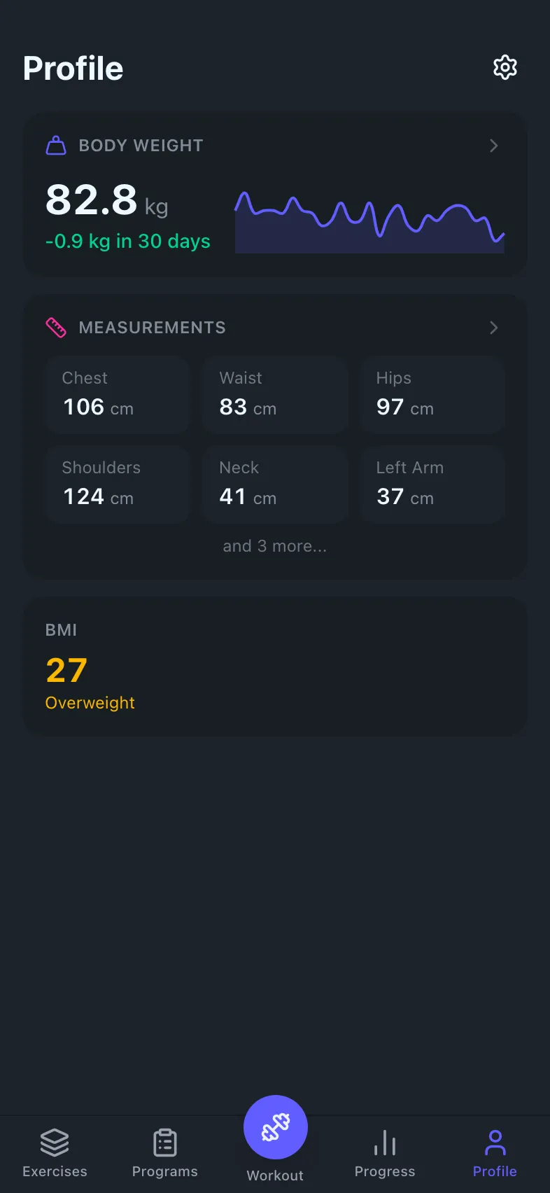 STRN — body weight and measurements tracking