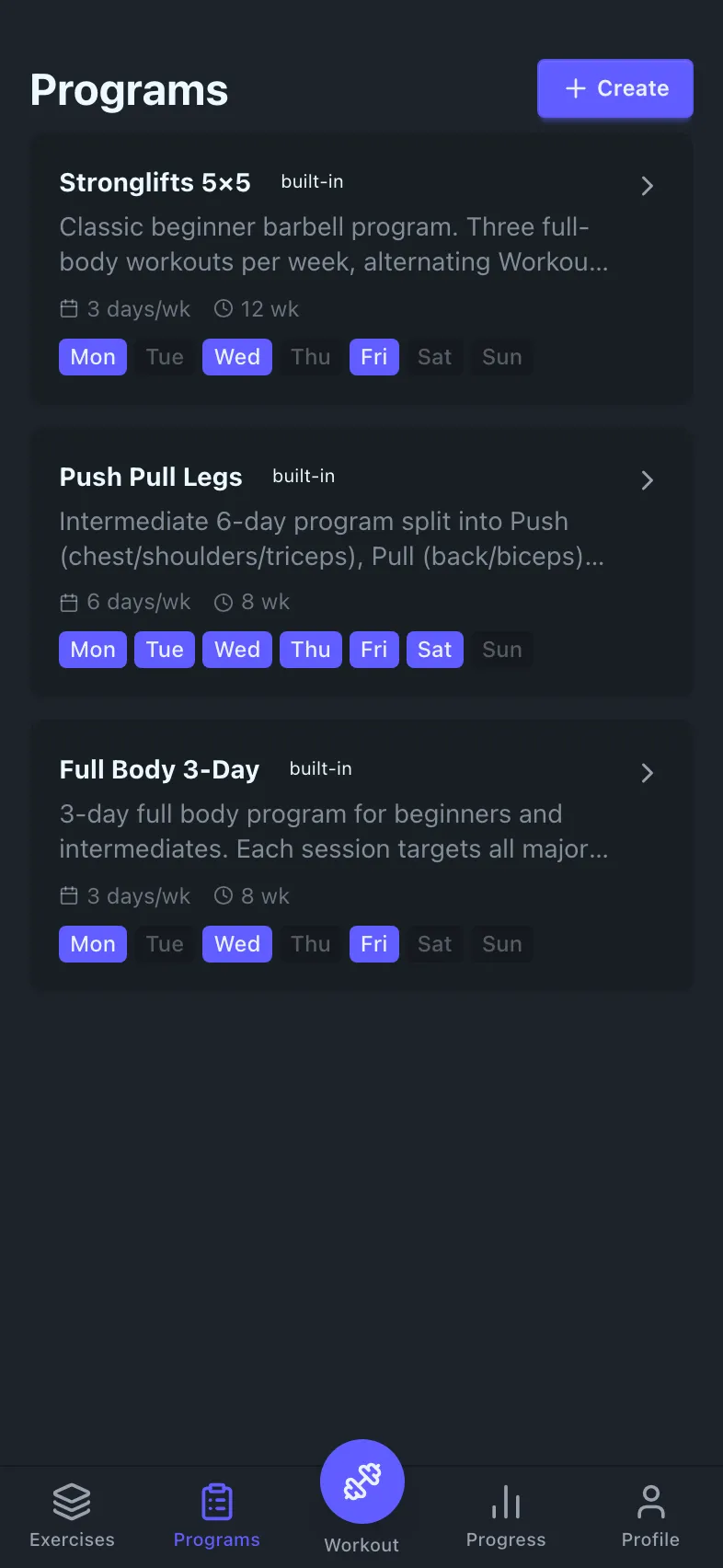 STRN — training programs with weekly schedules